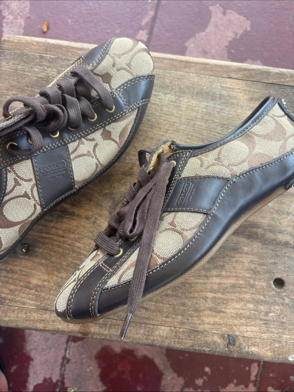 Coach Brown Signature Canvas Low-Top Sneakers